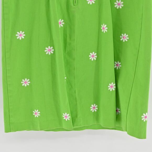 Vtg SAG HARBOR Green Embroidered Dress Size 10P Daisy Cotton Vibrant Bright Boho - Picture 12 of 13
